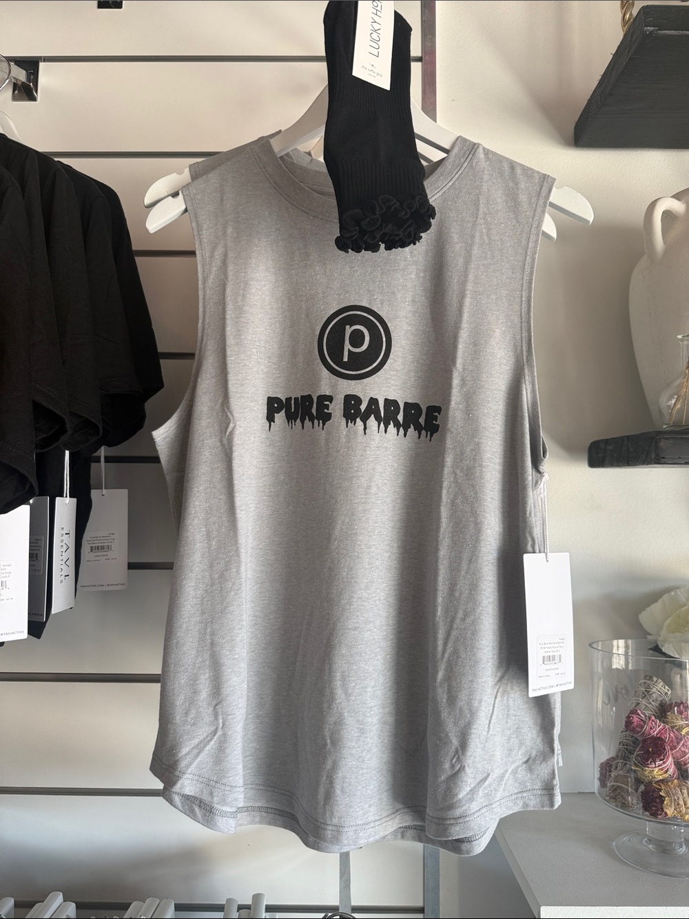 Pure Barre Gray Logo Muscle Tank Top